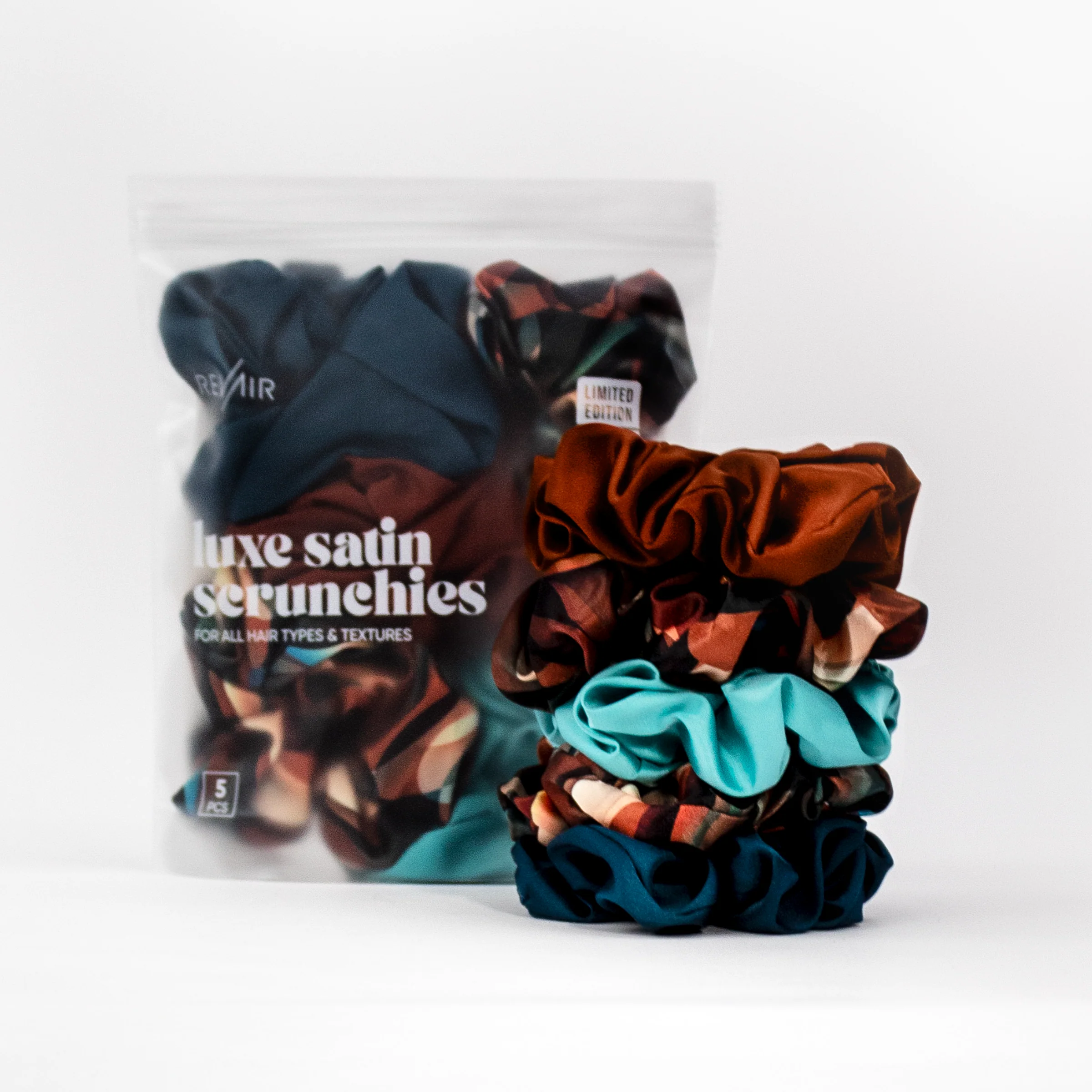 Luxe Satin Scrunchies (5-pack) - Limited Edition Cinnamon Swirl Collection - Image 3