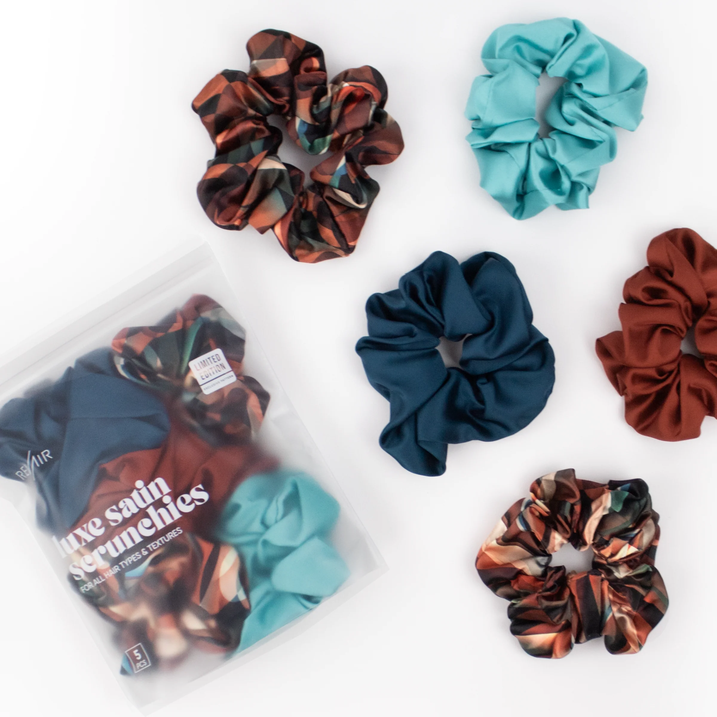 Luxe Satin Scrunchies (5-pack) - Limited Edition Cinnamon Swirl Collection - Image 4